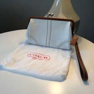 Coach White Leather Wristlet with Dust Cover